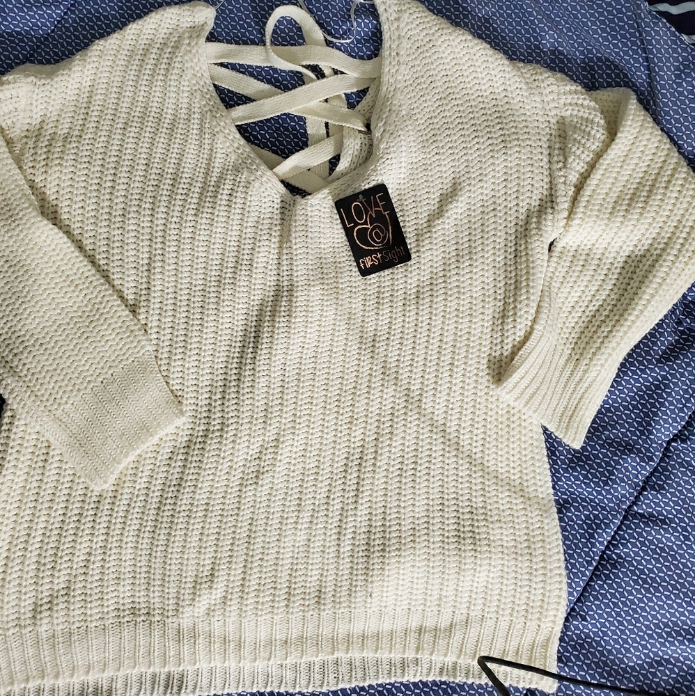 Lace up sweater